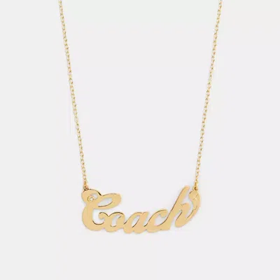 Coach Nameplate Necklace In Gold