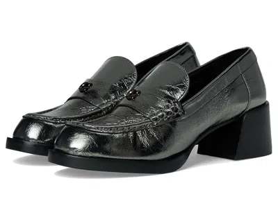 Coach Natalie Crinkled Metallic Loafer In Gray