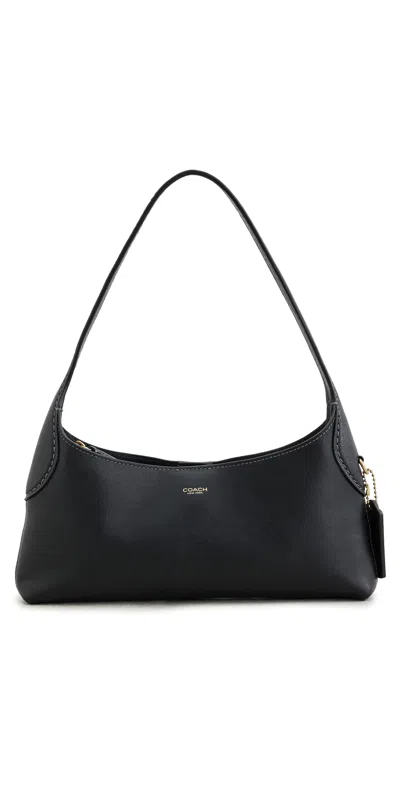 Coach Natural Grain Leather 26 Brooklyn Shoulder Bag Black