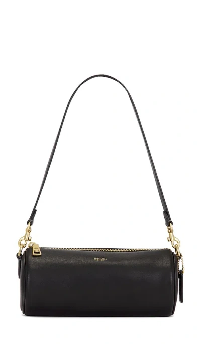 Coach Natural Grain Leather Barrel Bag In Black