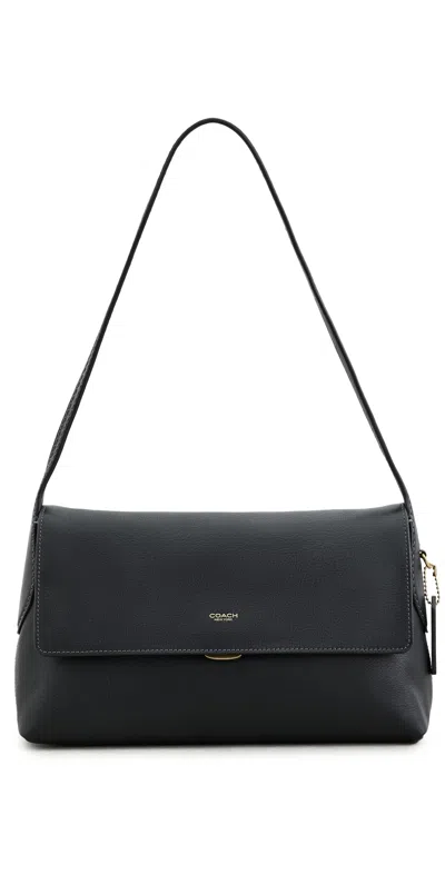 Coach Natural Grain Leather Chelsea Shoulder Bag Black