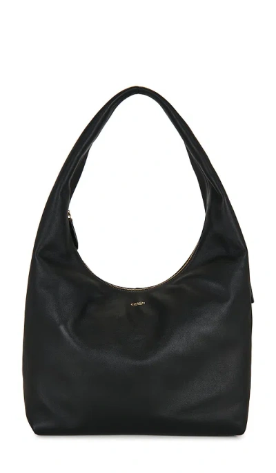 Coach Natural Grain Leather Pillow Brooklyn Shoulder Bag 34 In Black