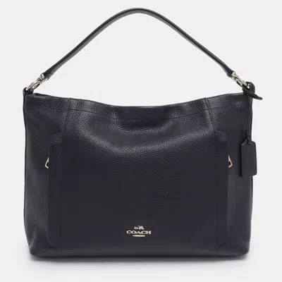 Pre-owned Coach Navy Blue Grained Leather Large Scout Hobo