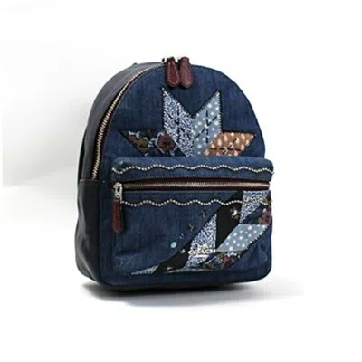 Pre-owned Coach Navy Blue Leather Backpack () In Multi