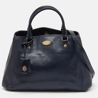 Pre-owned Coach Navy Blue Leather Margot Carryall Satchel