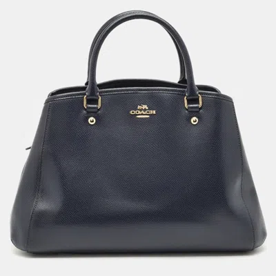 Pre-owned Coach Navy Blue Leather Margot Satchel