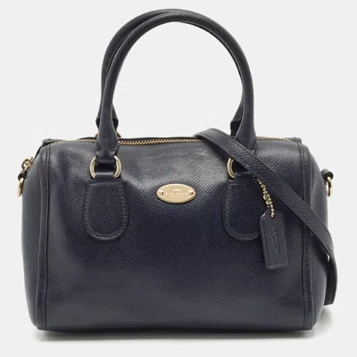 Pre-owned Coach Navy Blue Leather Mini Bennett Satchel