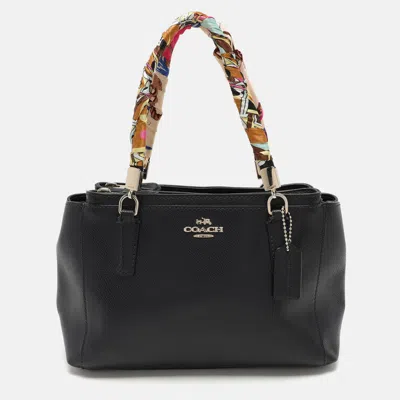 Pre-owned Coach Navy Blue Leather Mini Chirstie Twilly Top Zip Tote