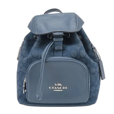 Pre-owned Coach Navy Canvas Leather Backpack ()