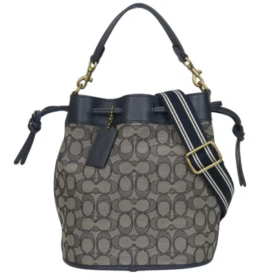 Pre-owned Coach Navy Canvas Leather Shoulder Bag () In Multi