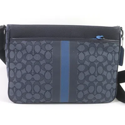 Pre-owned Coach Navy Canvas Leather Shoulder Bag () In Blue