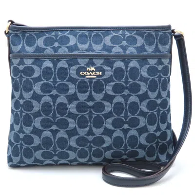 Pre-owned Coach Navy Denim Leather Shoulder Bag () In Blue