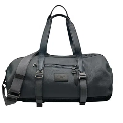 Pre-owned Coach Navy Leather Boston Bag Handbag () In Blue