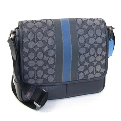 Pre-owned Coach Navy Leather Canvas Shoulder Bag ()