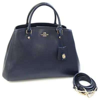 Pre-owned Coach Navy Leather Handbag Shoulder Bag () In Blue
