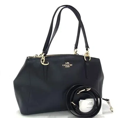Pre-owned Coach Navy Leather Handbag Shoulder Bag Tote Bag ()
