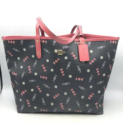 Pre-owned Coach Navy Pink Tote Bag ()