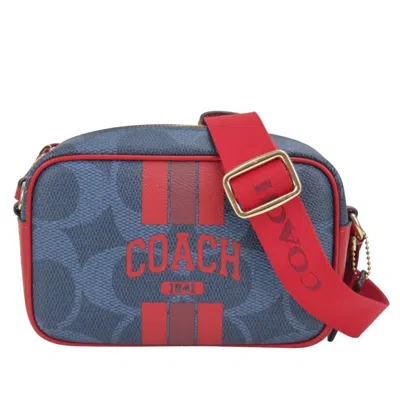 Pre-owned Coach Navy Red Color Pvc Leather Pochette Shoulder Bag () In Navy, Red Color