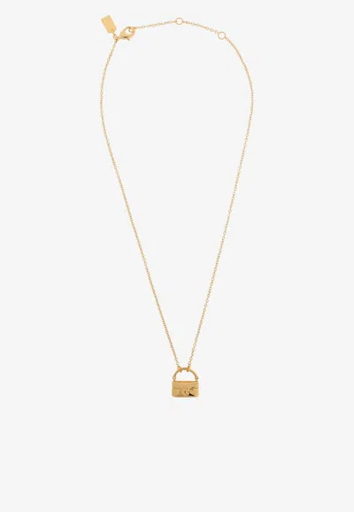Coach Necklace With A Bag-shaped Pendant In Gold