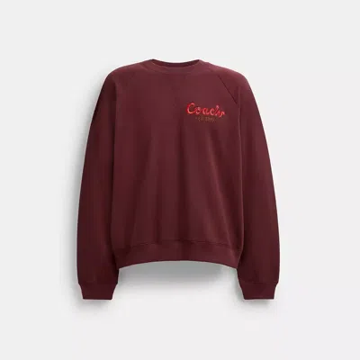 Coach New Year  Snake Script Sweatshirt In Merlot