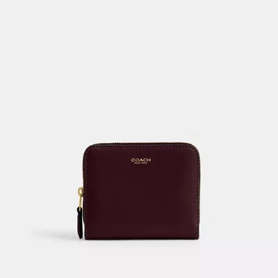 Coach New York Billfold Wallet In Brass/merlot