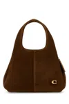 Coach New York Caramel Suede Handbag In Brown