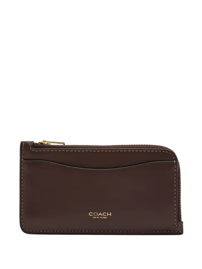 Coach New York Leather Cardholder In Brown