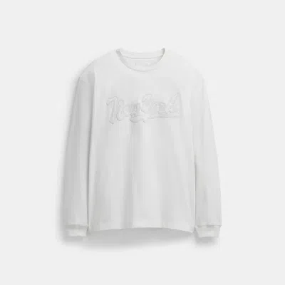 Coach New York Long Sleeve T Shirt In Organic Cotton In White