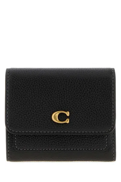 Coach New York Mini Mila Leather Wallet In Black