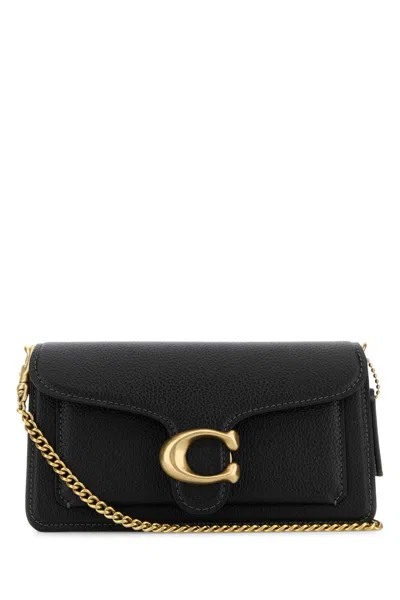 Coach New York Polished Pebbled Leather Tabby Chain Crossbody 19 In Black