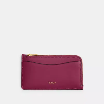 Coach New York Zip Card Case In Brass/pink
