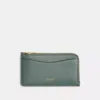 Coach New York Zip Card Case In Brass/sage