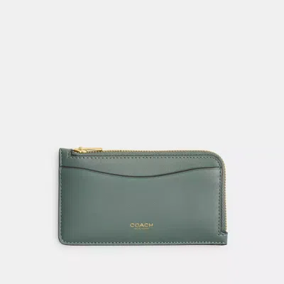 Coach New York Zip Card Case In Brass/sage