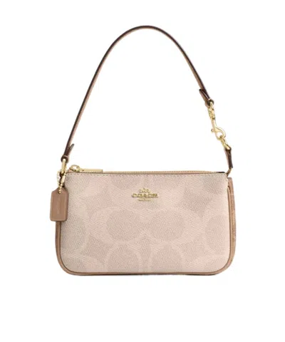 Coach Nolita 19 In Blocked Signature Canvas In Gold/sand/tan