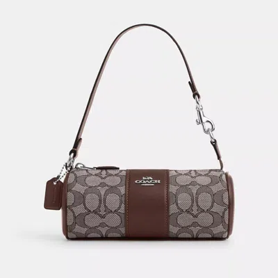 Coach Nolita Barrel Bag In Signature Jacquard In Brown