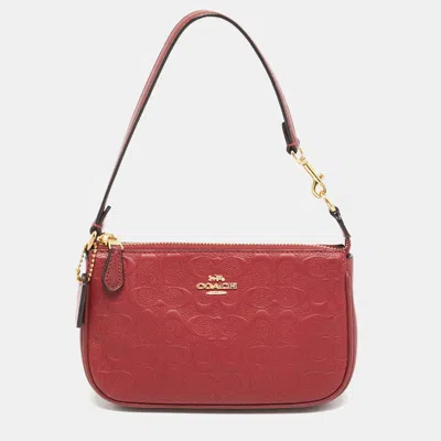 Pre-owned Coach Nolita Red Signature Embossed Leather Pochette