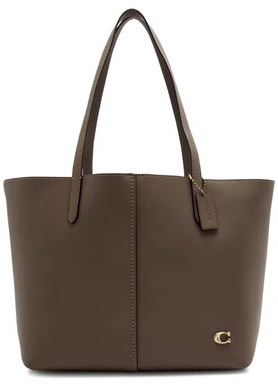 Coach North Leather Tote In Taupe