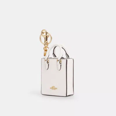 Coach North/south Mini Tote Bag Charm In White