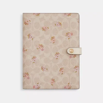 Coach Notebook In Signature Canvas With Floral Print