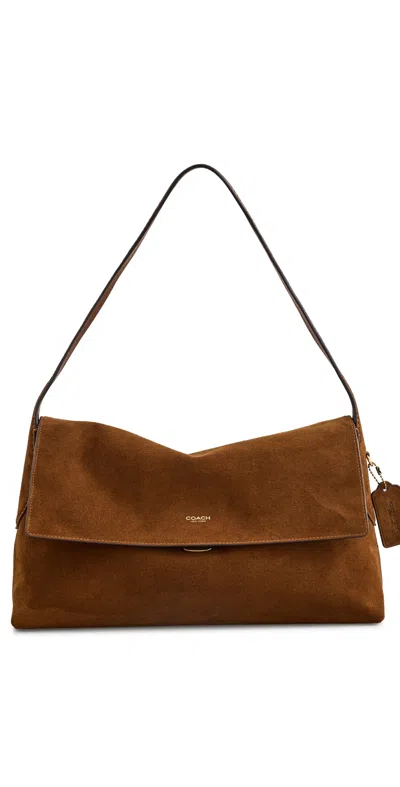 Coach Ny Flap Suede Shoulder Bag B4/warm Brown