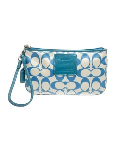 Pre-owned Coach Nylon Clutch In Blue