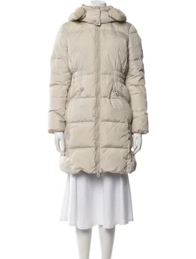 Pre-owned Coach Nylon Down Coat In Neutral