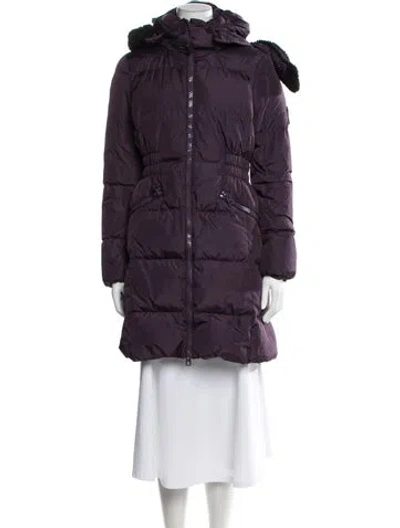 Pre-owned Coach Nylon Down Coat In Purple