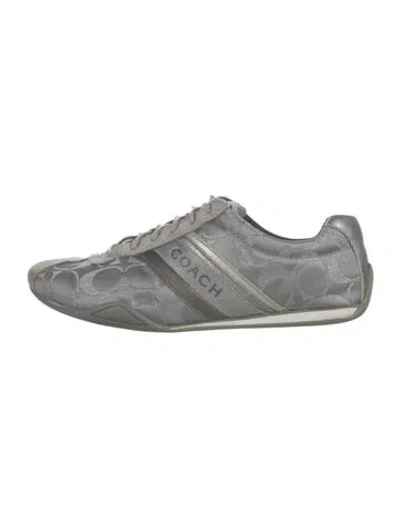 Pre-owned Coach Nylon Graphic Print Sneakers In Grey