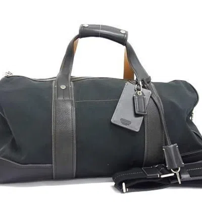 Pre-owned Coach Nylon Leather Boston Bag Handbag Tote Bag () In Black
