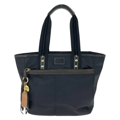 Coach Nylon Leather Hamptons Weekend Tote Bag In Black