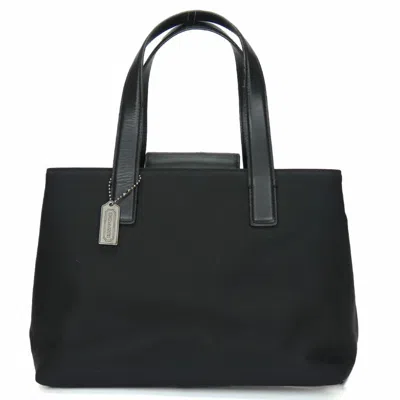Pre-owned Coach Nylon Leather Handbag () In Black
