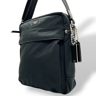 Pre-owned Coach Nylon Leather Shoulder Bag () In Black