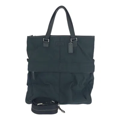 Pre-owned Coach Nylon Leather Shoulder Bag Tote Bag () In Black