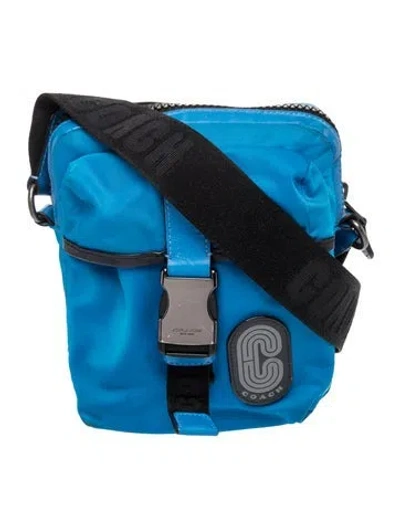 Pre-owned Coach Nylon Messenger Bag In Blue